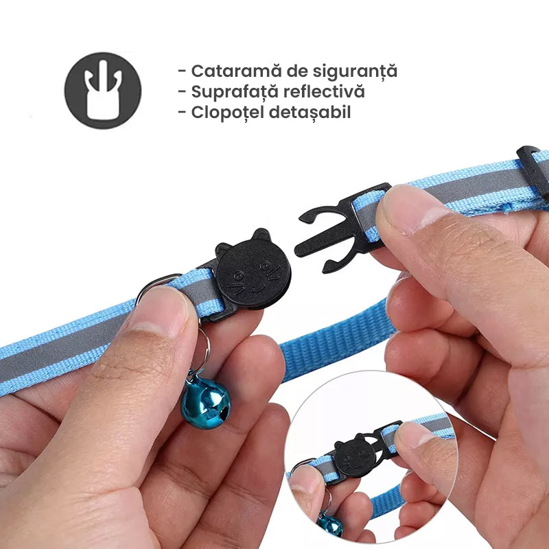 zgarda cu lacas pentru air tag / airtag / g spot / gps / locatie pentru pisica cu clopotel - pisiceala.ro